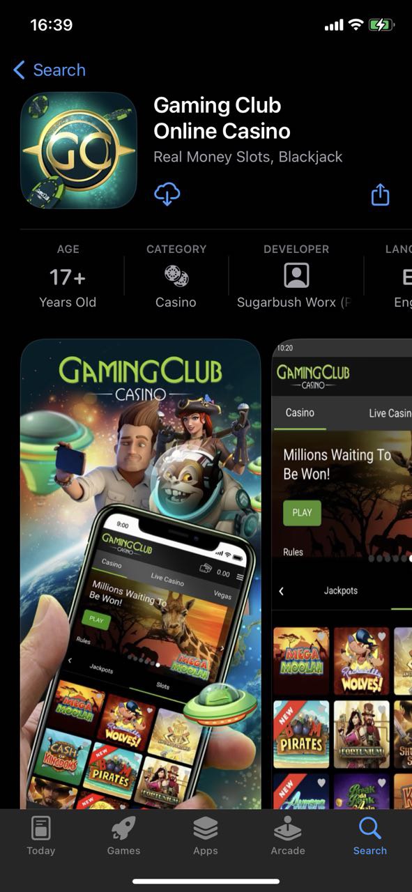 GamingClub online casino mobile