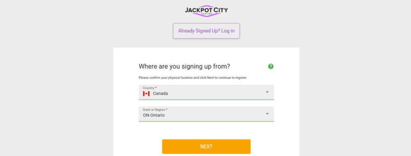 Jackpocity Sign Up